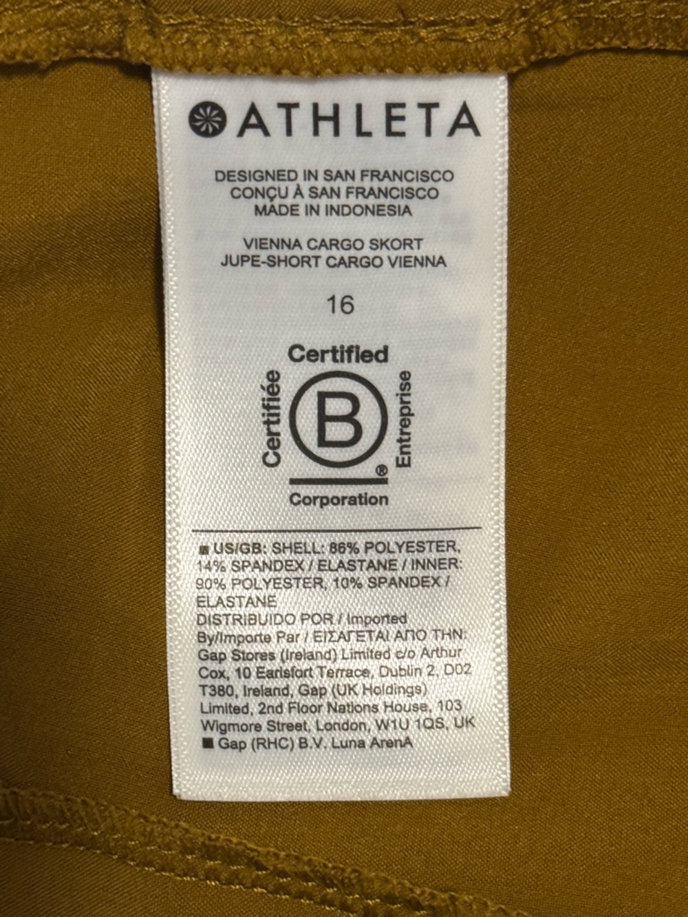 Athleta, Vienna Cargo Skort, Harvest Gold, Size 16 - Picture 7 of 12